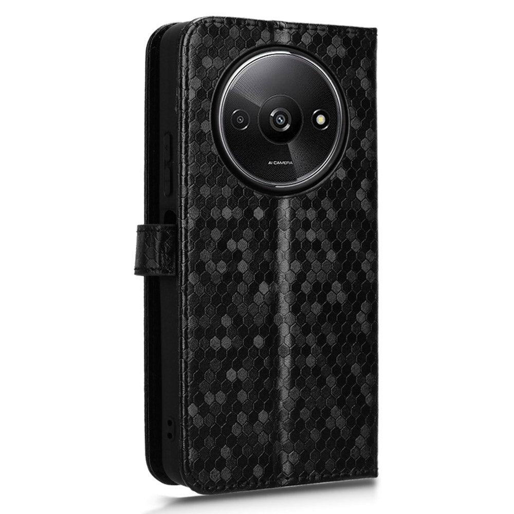 For Xiaomi Redmi A3 / Poco C61 4G Case Dots Imprinted PU Leather Viewing Stand Phone Cover