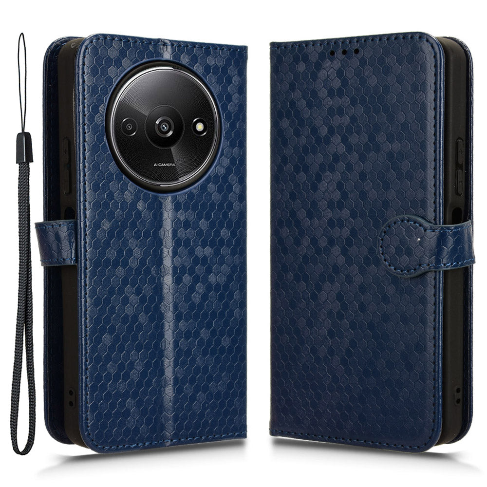 For Xiaomi Redmi A3 / Poco C61 4G Case Dots Imprinted PU Leather Viewing Stand Phone Cover