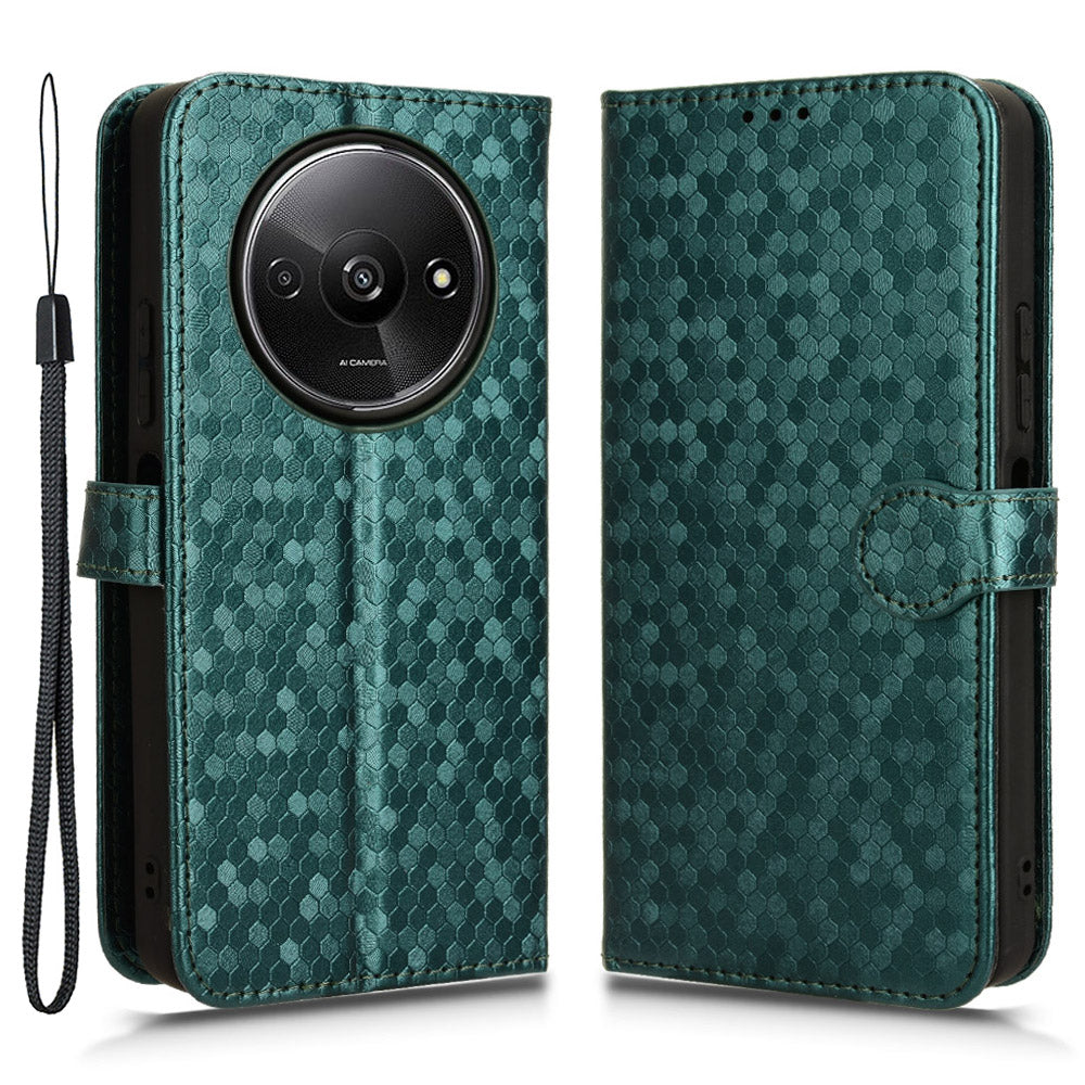 For Xiaomi Redmi A3 / Poco C61 4G Case Dots Imprinted PU Leather Viewing Stand Phone Cover