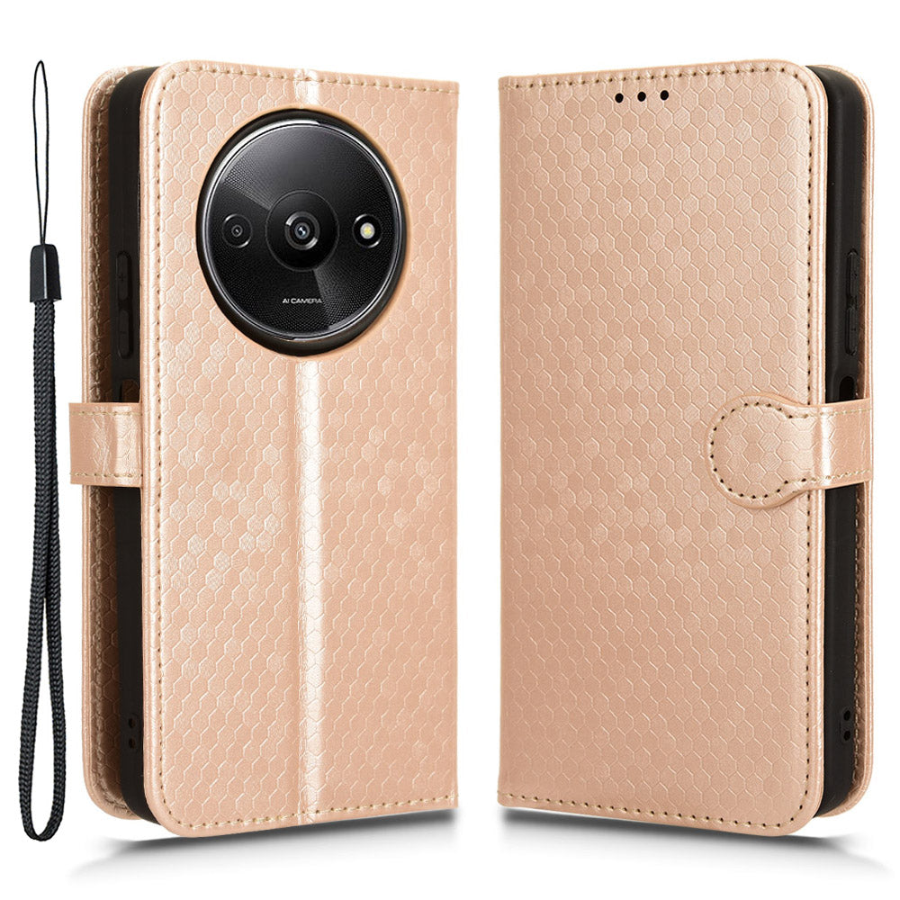 For Xiaomi Redmi A3 / Poco C61 4G Case Dots Imprinted PU Leather Viewing Stand Phone Cover