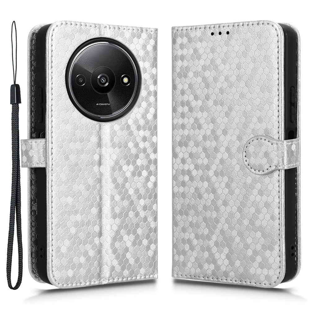 For Xiaomi Redmi A3 / Poco C61 4G Case Dots Imprinted PU Leather Viewing Stand Phone Cover
