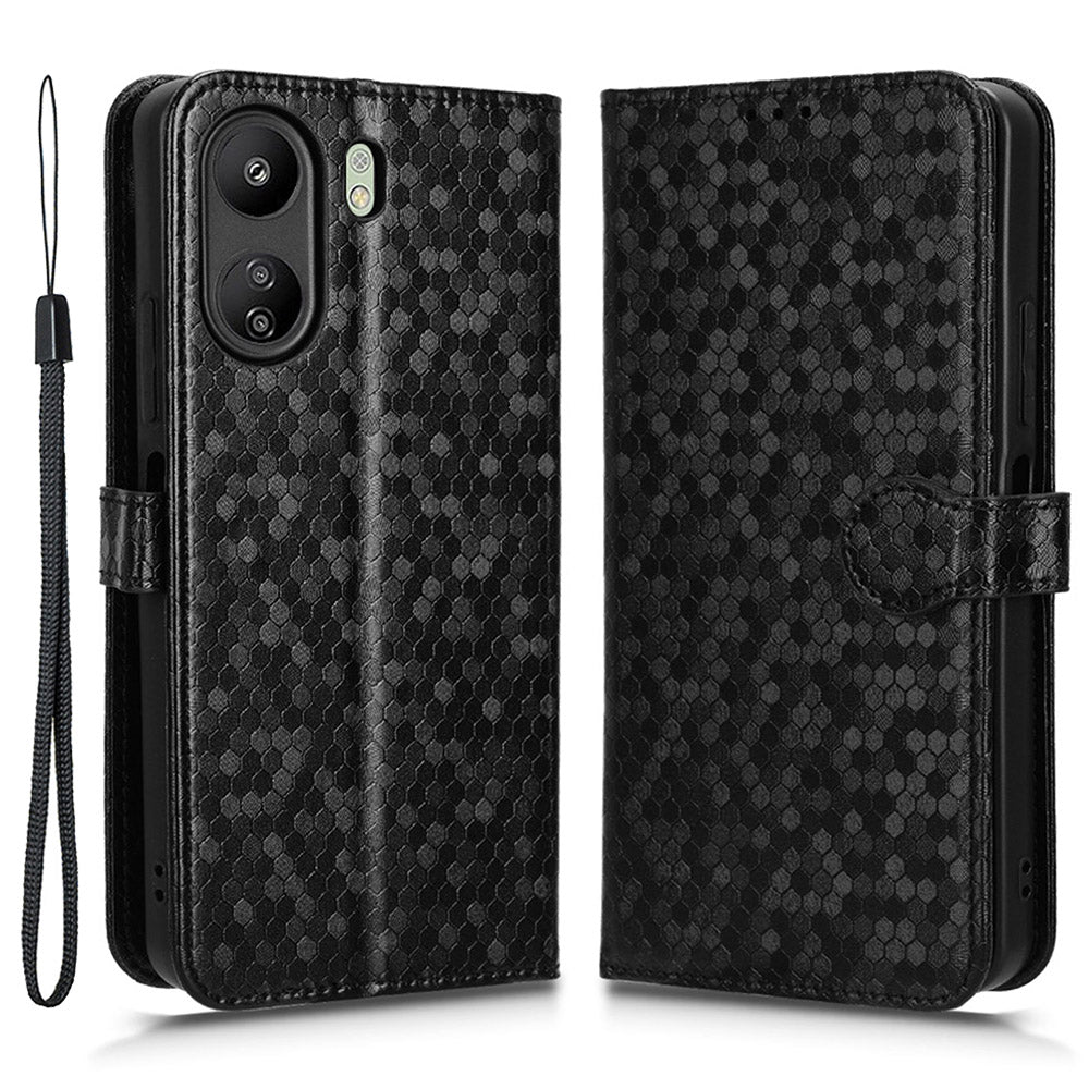 For Xiaomi Redmi 13C 4G / Poco C65 4G Phone Case Leather Viewing Stand Cover with Imprinted Dots
