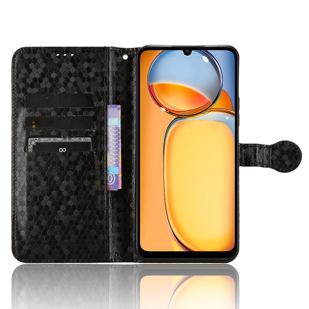 For Xiaomi Redmi 13C 4G / Poco C65 4G Phone Case Leather Viewing Stand Cover with Imprinted Dots