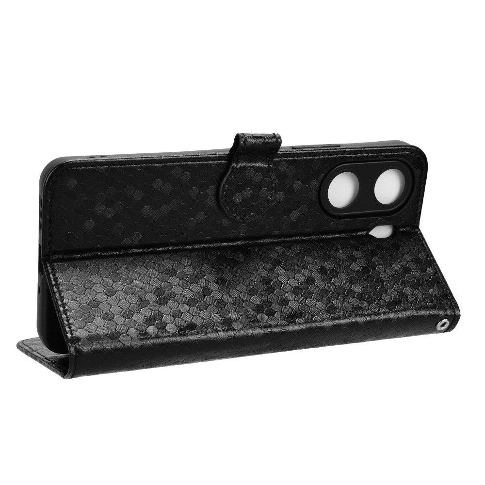 For Xiaomi Redmi 13C 4G / Poco C65 4G Phone Case Leather Viewing Stand Cover with Imprinted Dots