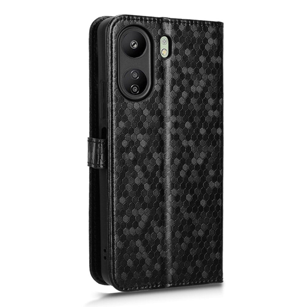 For Xiaomi Redmi 13C 4G / Poco C65 4G Phone Case Leather Viewing Stand Cover with Imprinted Dots