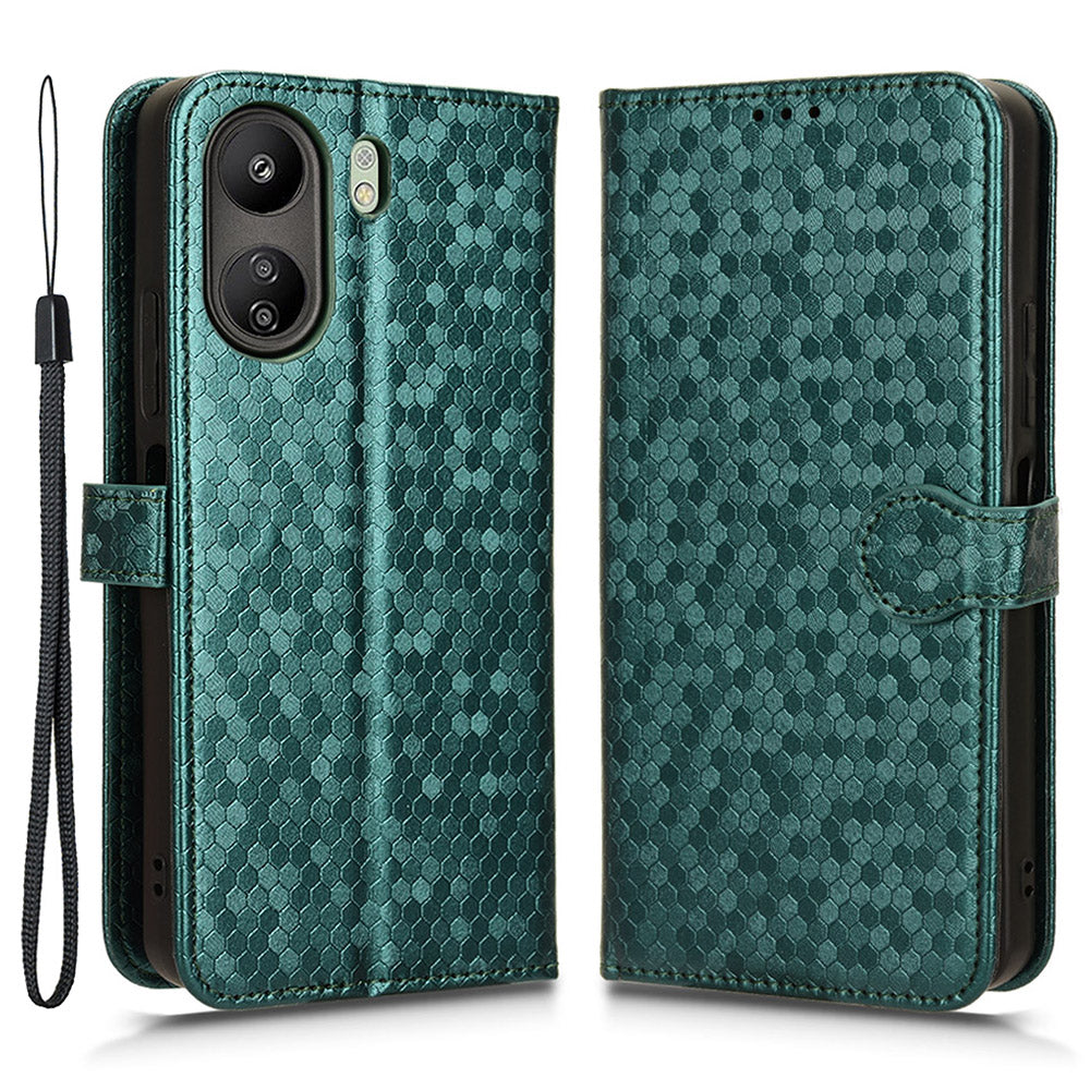 For Xiaomi Redmi 13C 4G / Poco C65 4G Phone Case Leather Viewing Stand Cover with Imprinted Dots
