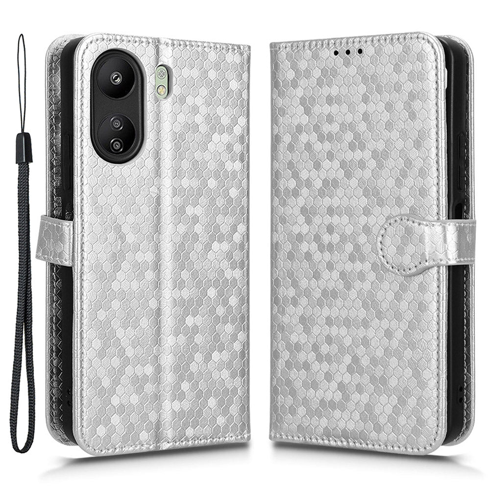 For Xiaomi Redmi 13C 4G / Poco C65 4G Phone Case Leather Viewing Stand Cover with Imprinted Dots