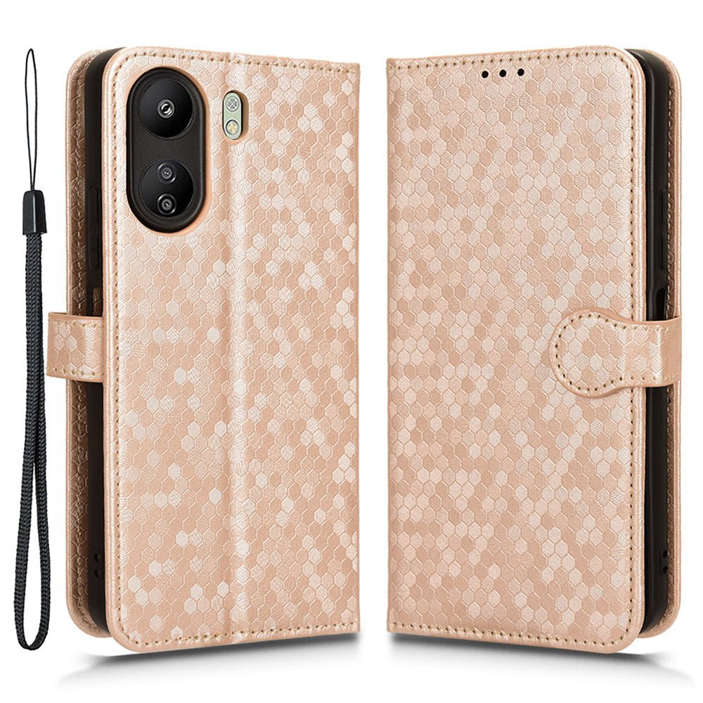 For Xiaomi Redmi 13C 4G / Poco C65 4G Phone Case Leather Viewing Stand Cover with Imprinted Dots