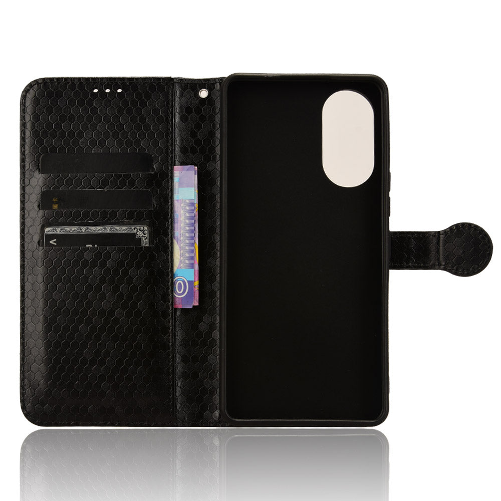 For ZTE Anshin Family A303ZT Case Dots Imprinted Card Holder Phone Cover with Handy Strap