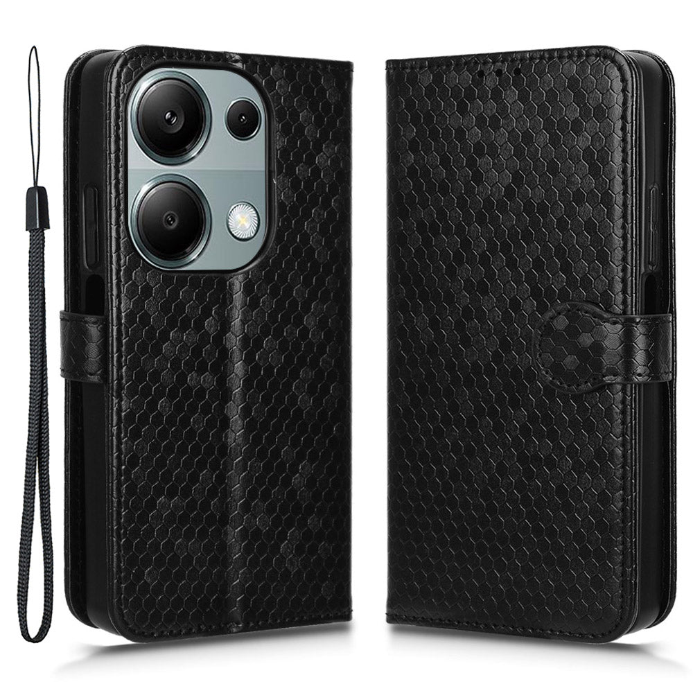 For Xiaomi Redmi Note 13 Pro 4G / Poco M6 Pro 4G Wallet Case Dots Imprinted Magnetic Closing Phone Cover