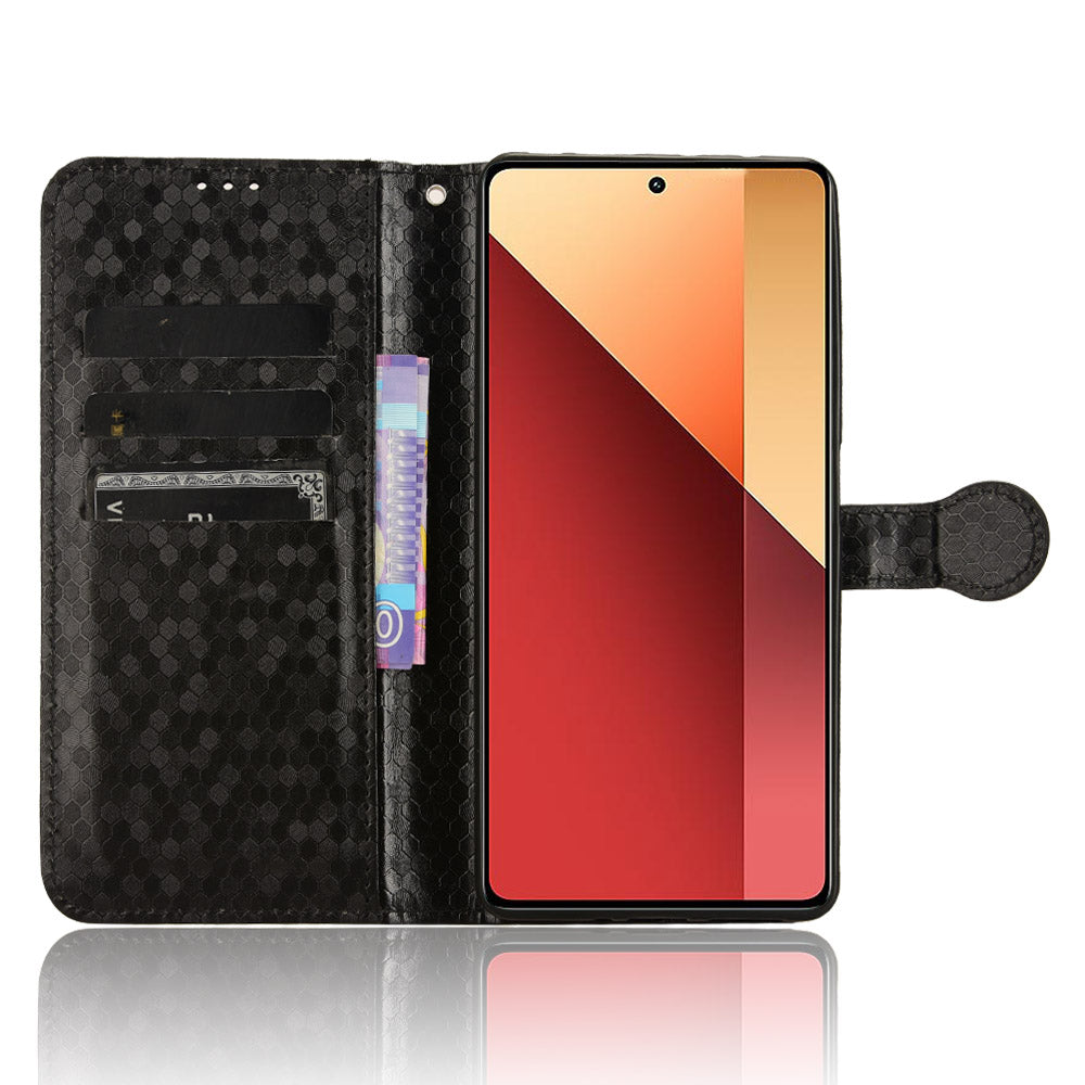 For Xiaomi Redmi Note 13 Pro 4G / Poco M6 Pro 4G Wallet Case Dots Imprinted Magnetic Closing Phone Cover