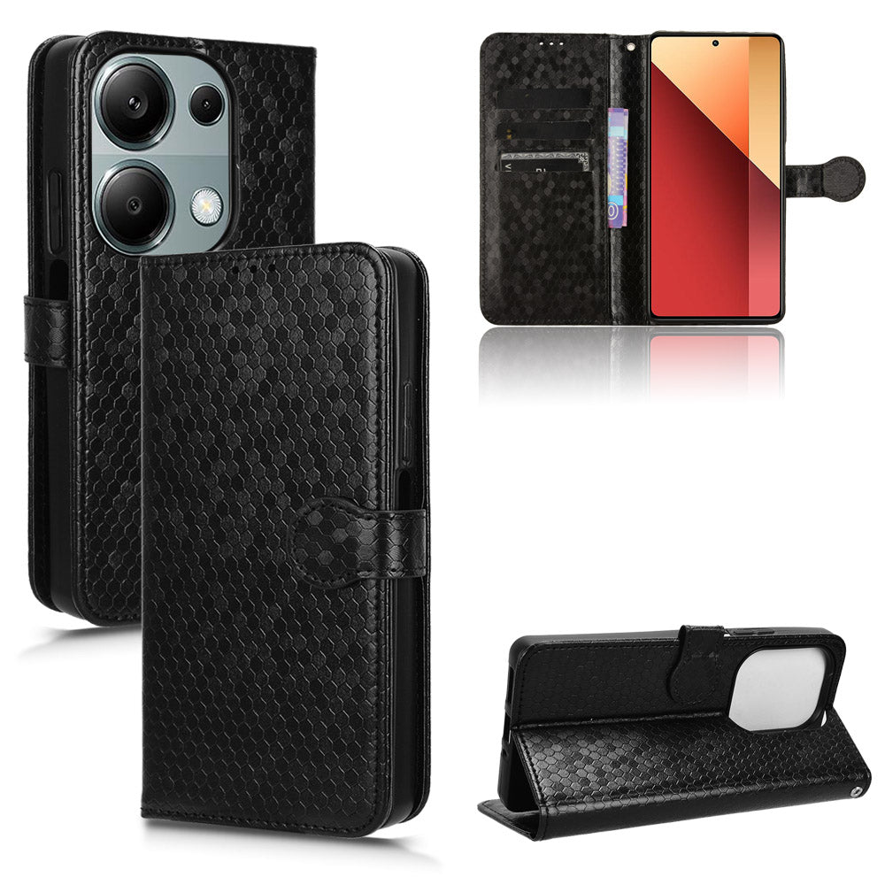 For Xiaomi Redmi Note 13 Pro 4G / Poco M6 Pro 4G Wallet Case Dots Imprinted Magnetic Closing Phone Cover