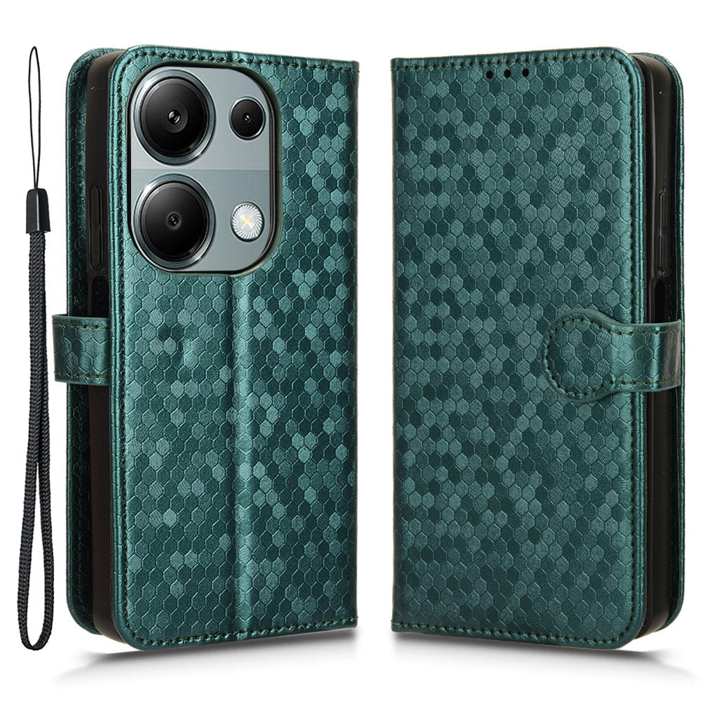 For Xiaomi Redmi Note 13 Pro 4G / Poco M6 Pro 4G Wallet Case Dots Imprinted Magnetic Closing Phone Cover