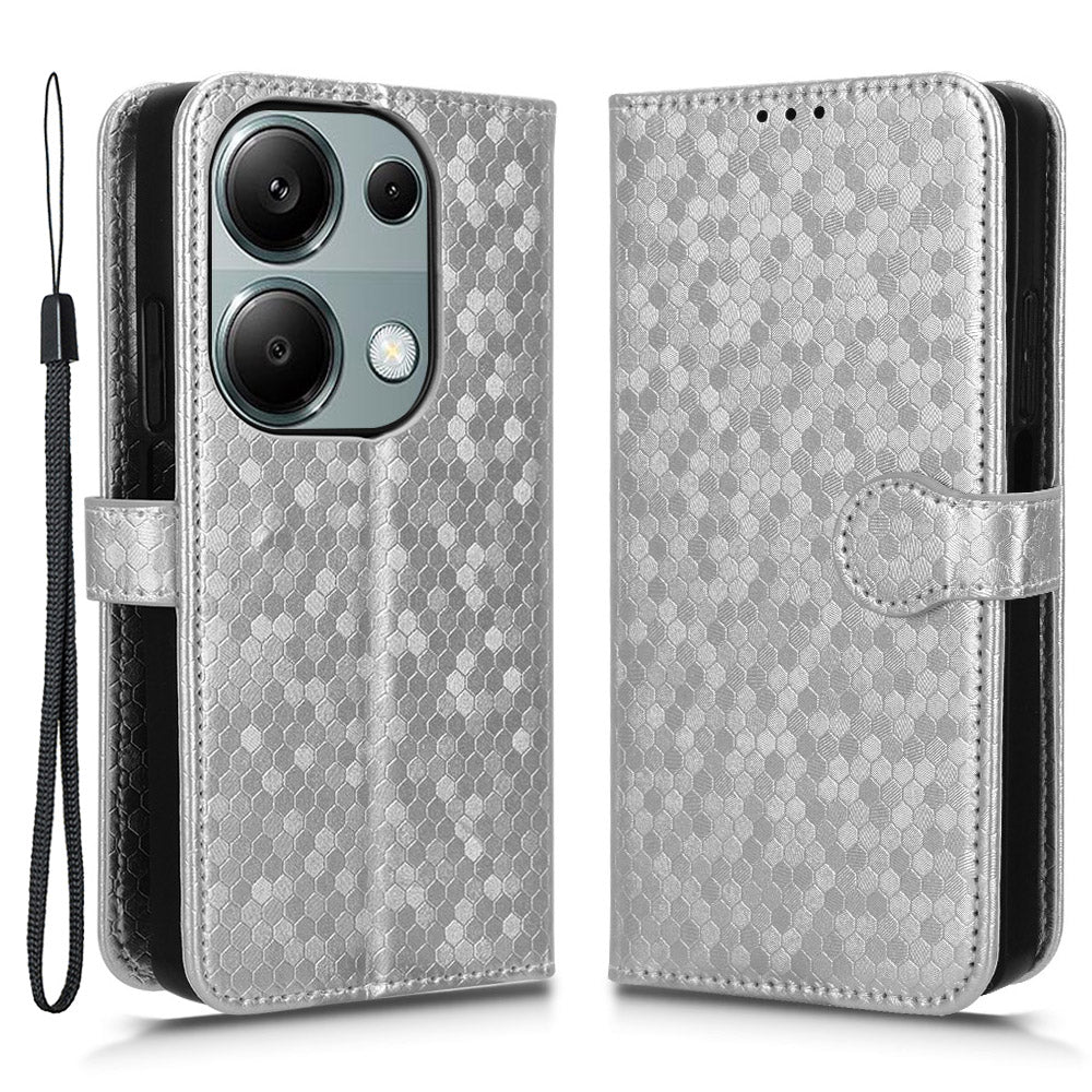 For Xiaomi Redmi Note 13 Pro 4G / Poco M6 Pro 4G Wallet Case Dots Imprinted Magnetic Closing Phone Cover