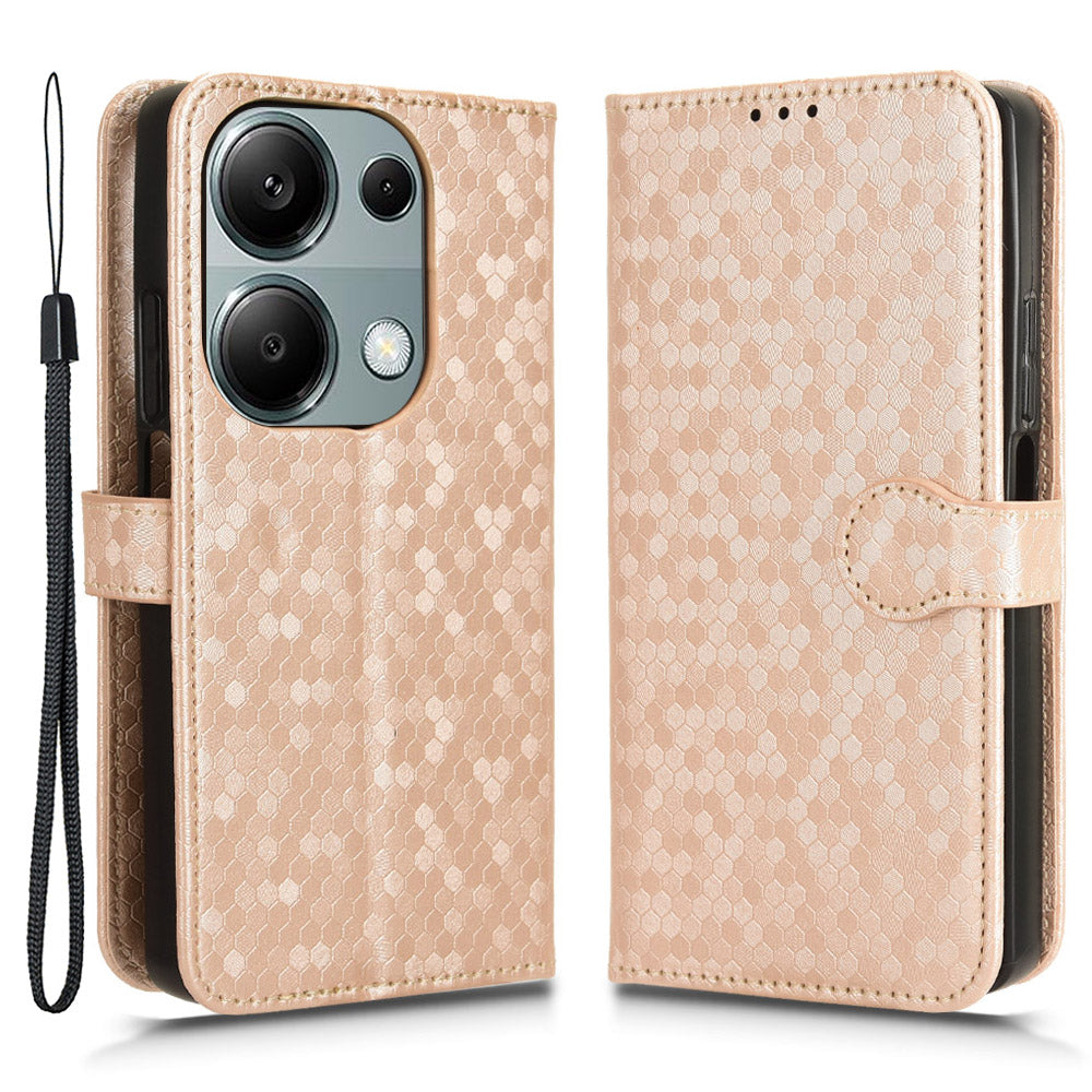 For Xiaomi Redmi Note 13 Pro 4G / Poco M6 Pro 4G Wallet Case Dots Imprinted Magnetic Closing Phone Cover