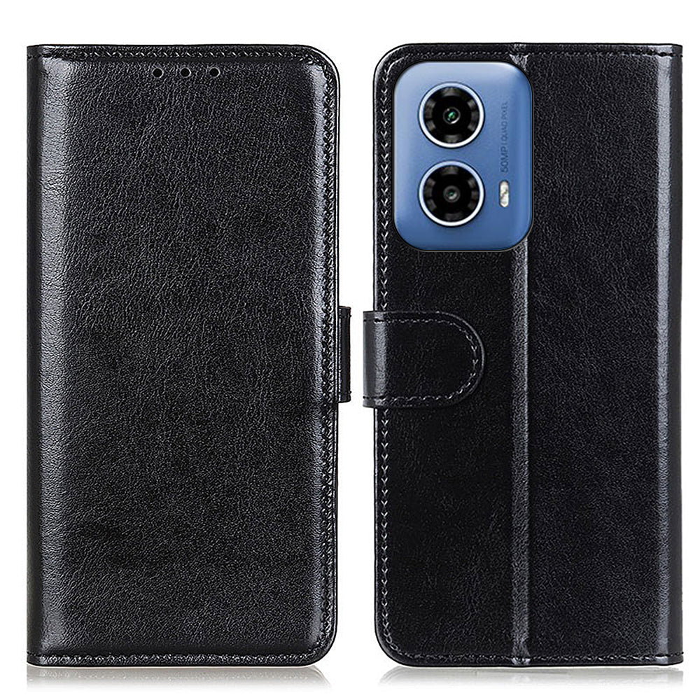 For Motorola Moto G24 Power Wallet Case Crazy Horse Texture Drop Proof Leather Phone Cover