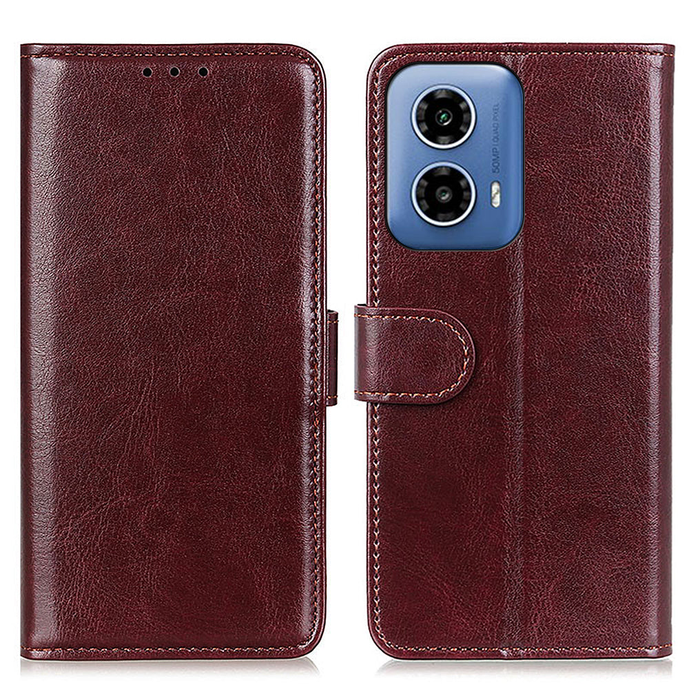 For Motorola Moto G24 Power Wallet Case Crazy Horse Texture Drop Proof Leather Phone Cover
