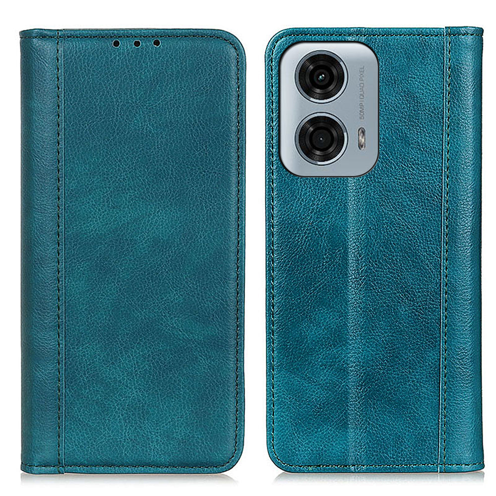 For Motorola Moto G24 Power Case Litchi Texture Split Leather Magnetic Closing Wallet Phone Cover