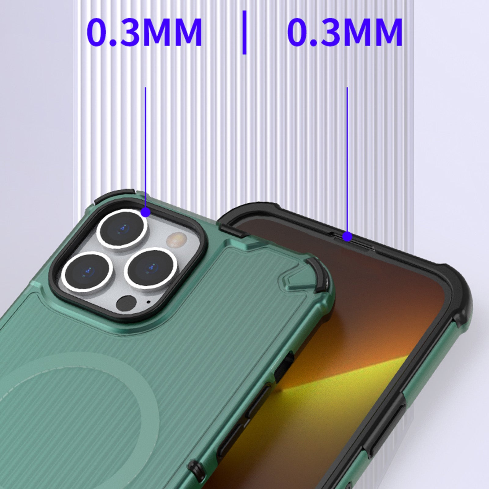 For iPhone 14 Pro Max Case PC+TPU Magnetic Phone Cover with Strip Pattern