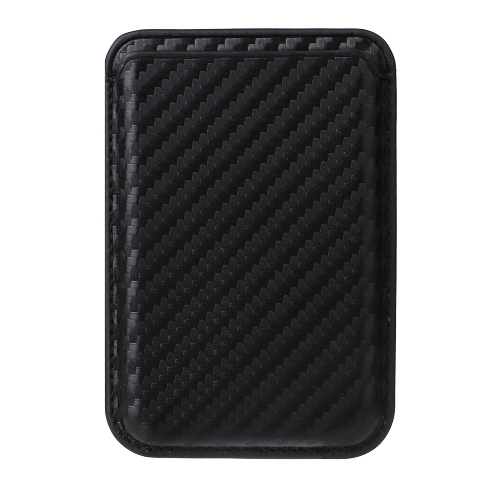 For iPhone 13 Pro Card Holder Case Carbon Fiber PU Covered Hybrid Phone Case Compatible with MagSafe