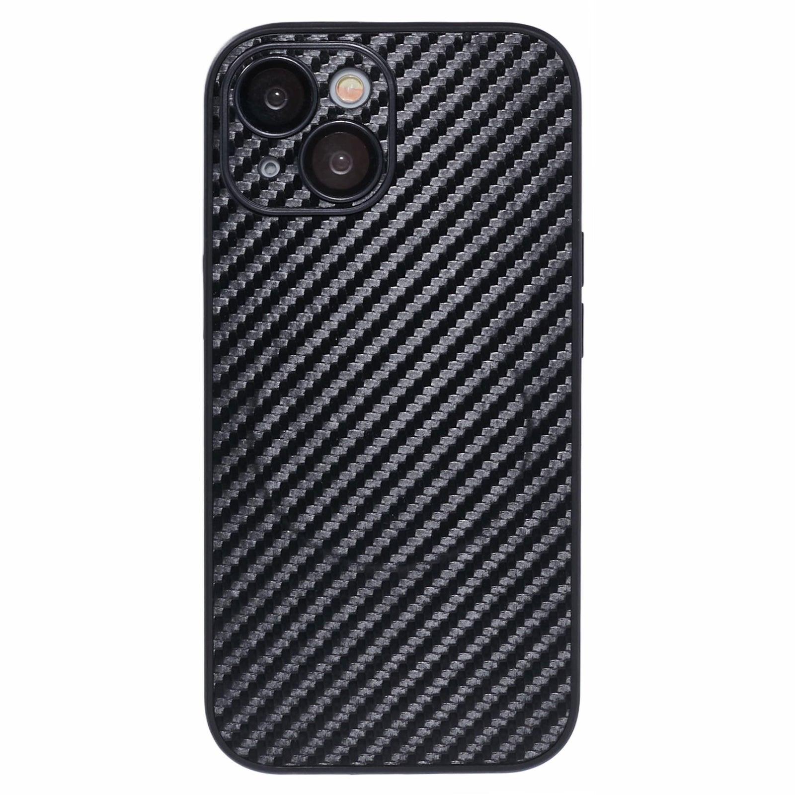 For iPhone 13 Magnetic Case PU Leather Carbon Fiber Phone Back Cover with Card Holder
