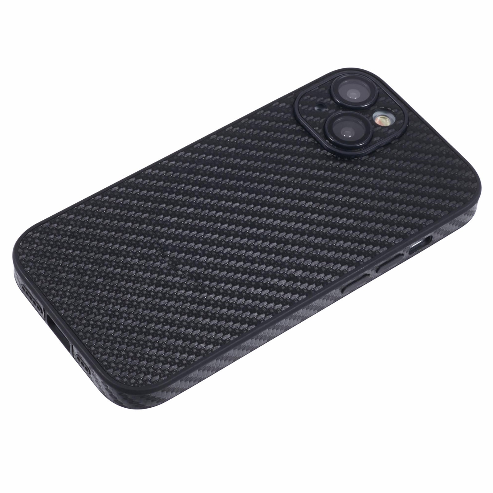 For iPhone 13 Magnetic Case PU Leather Carbon Fiber Phone Back Cover with Card Holder