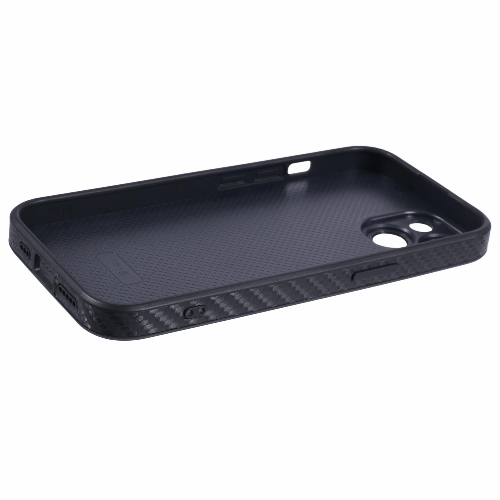 For iPhone 13 Magnetic Case PU Leather Carbon Fiber Phone Back Cover with Card Holder