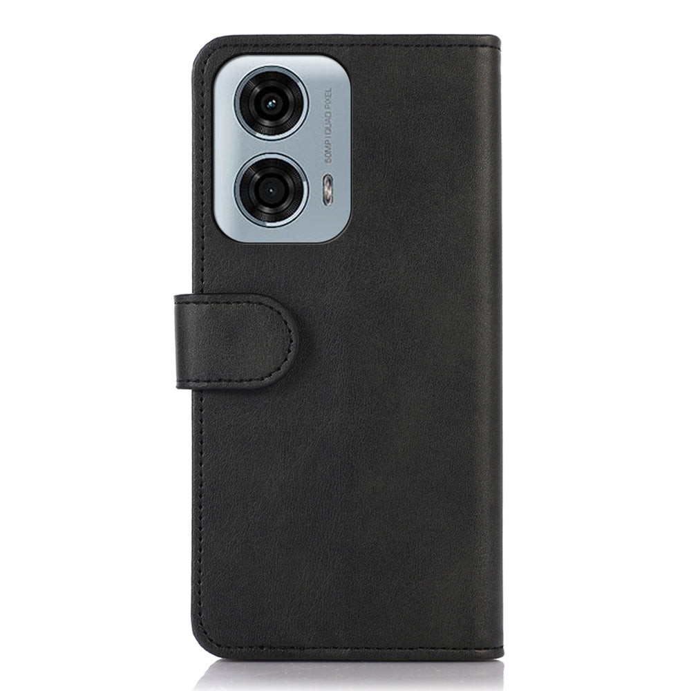 For Motorola Moto G24 Power Phone Stand Case PU Leather Cowhide Texture Card Slots Phone Cover