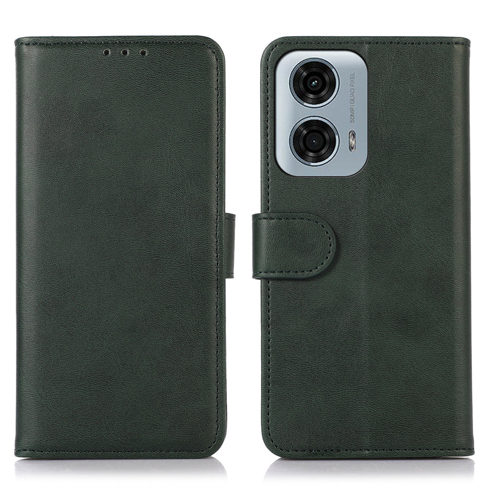 For Motorola Moto G24 Power Phone Stand Case PU Leather Cowhide Texture Card Slots Phone Cover