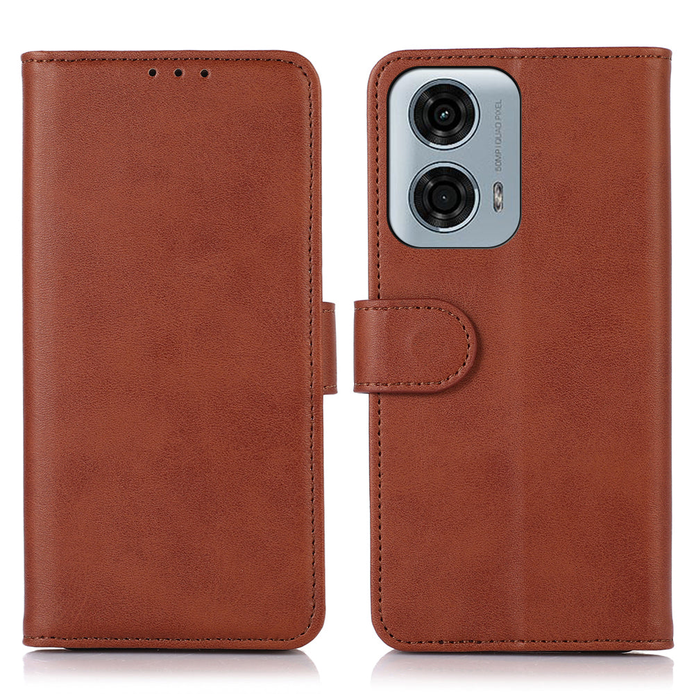 For Motorola Moto G24 Power Phone Stand Case PU Leather Cowhide Texture Card Slots Phone Cover