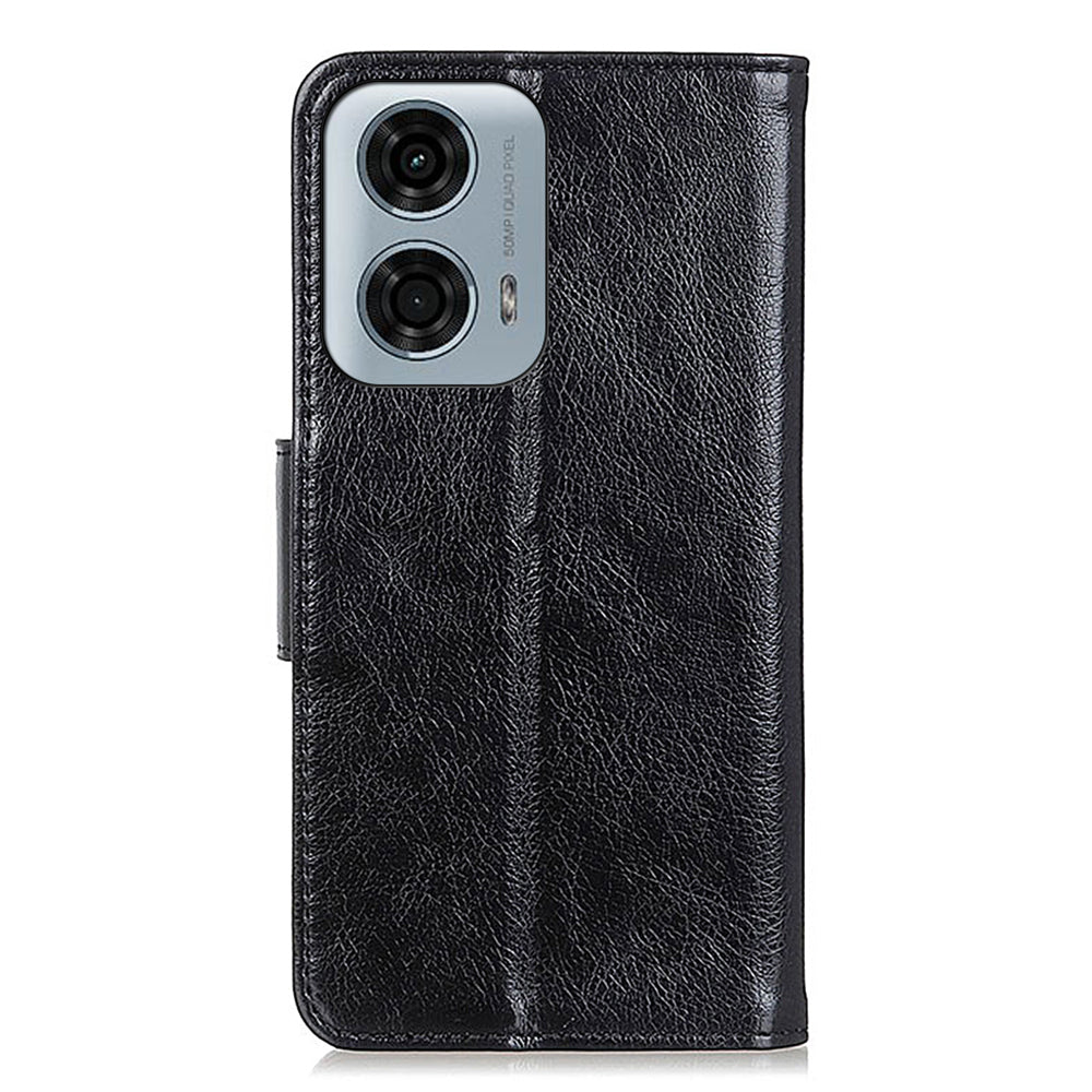 For Motorola Moto G24 Power Phone Case Card Slot Stand Split Leather Nappa Texture Phone Cover