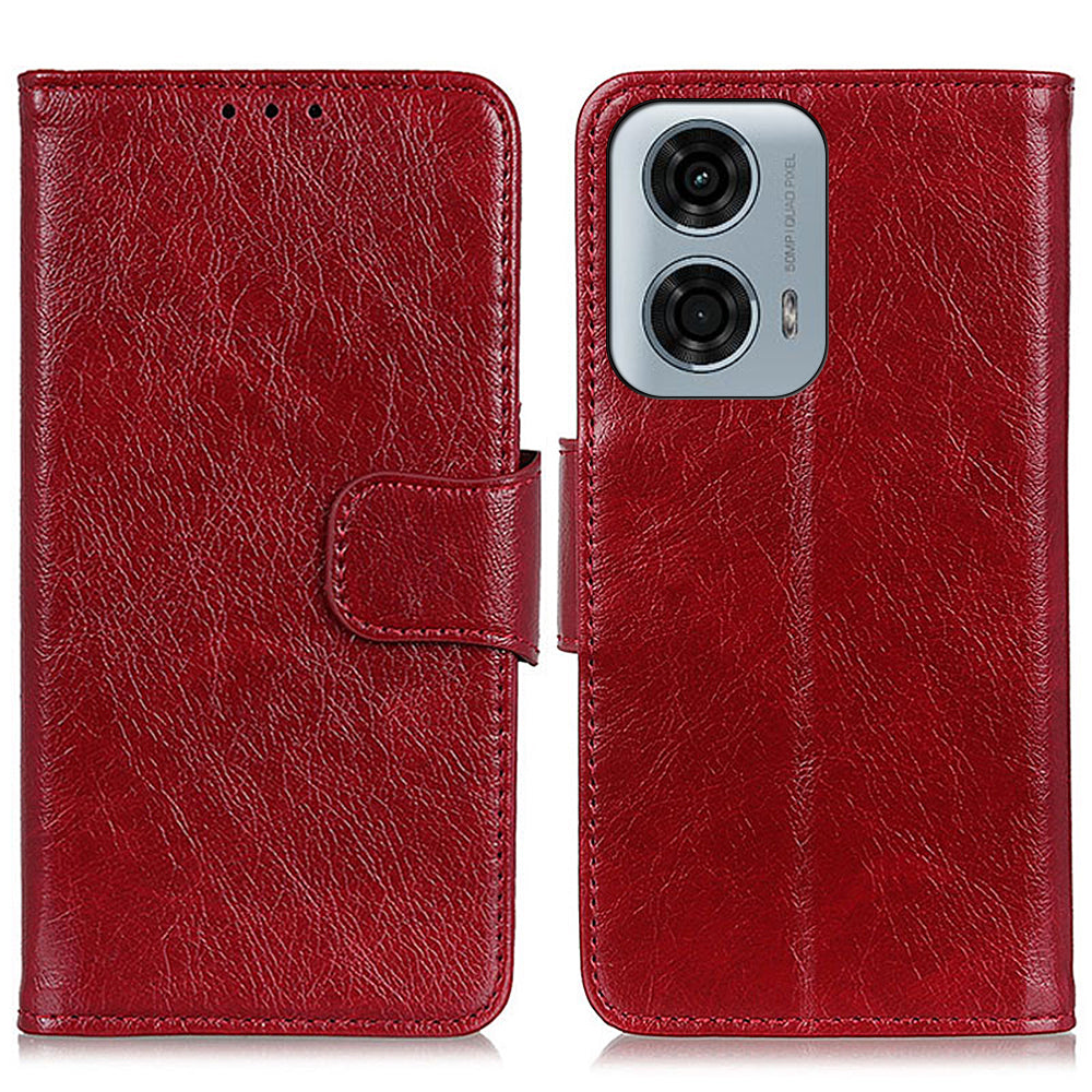 For Motorola Moto G24 Power Phone Case Card Slot Stand Split Leather Nappa Texture Phone Cover