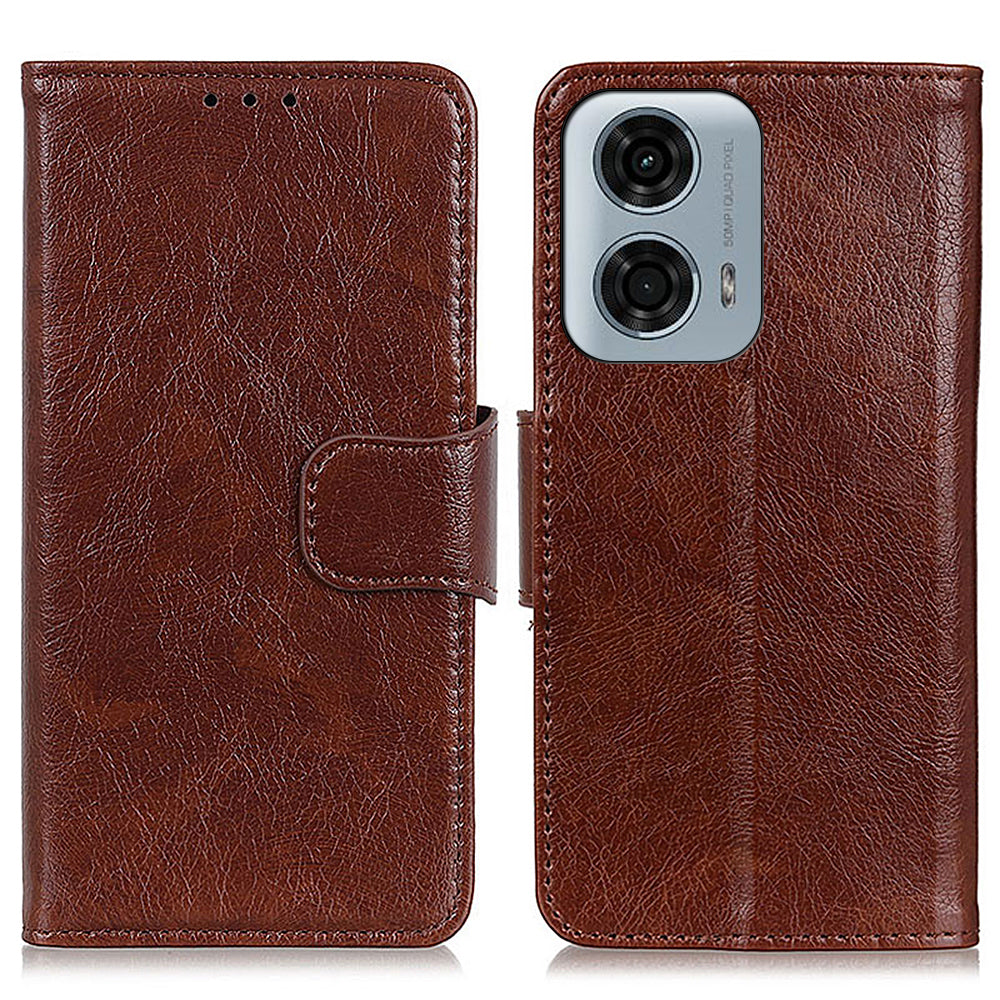 For Motorola Moto G24 Power Phone Case Card Slot Stand Split Leather Nappa Texture Phone Cover