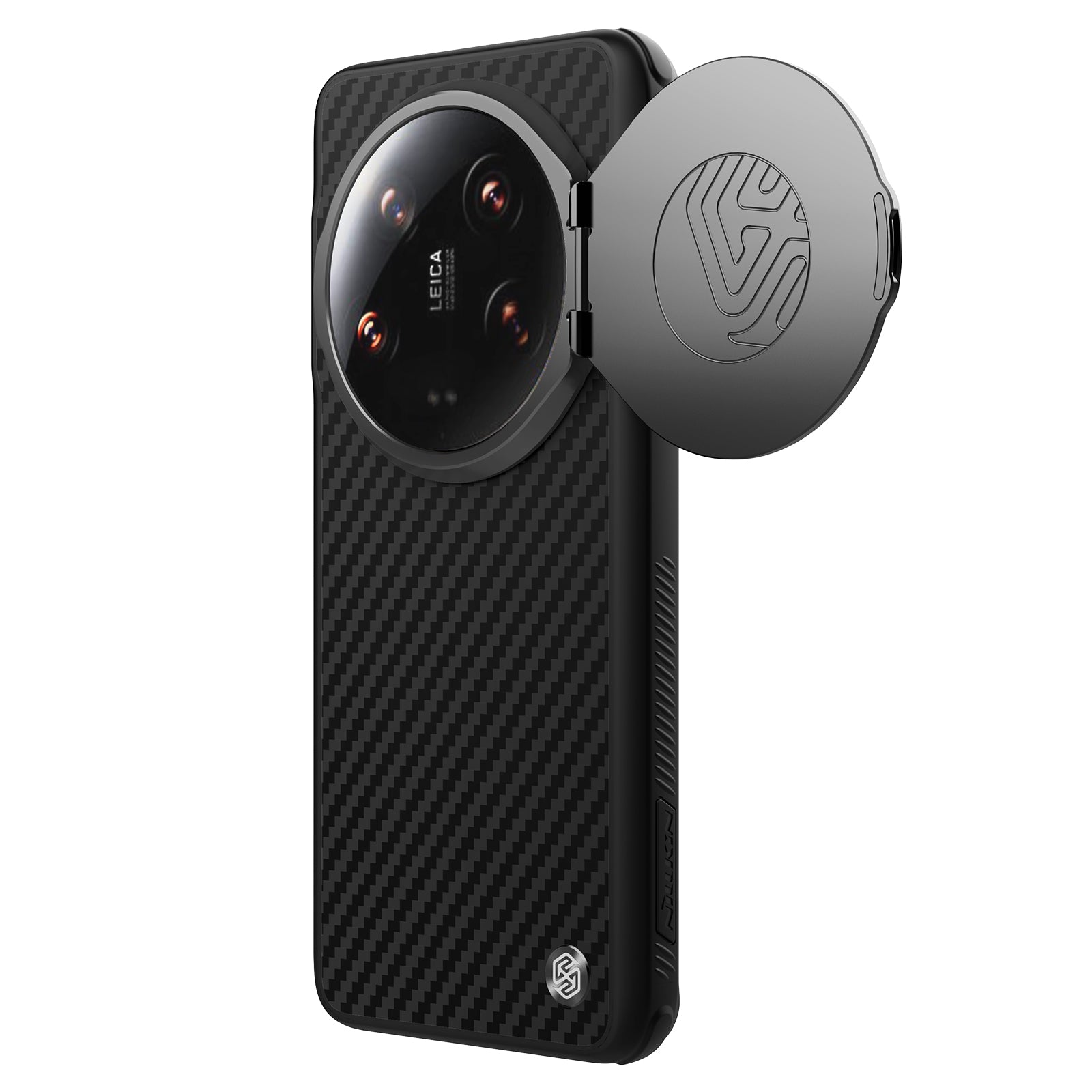 NILLKIN Carboprof Case for Xiaomi 14 Ultra Magnetic Case TPU+Aramid Fiber Shell with Camera Cover Kickstand