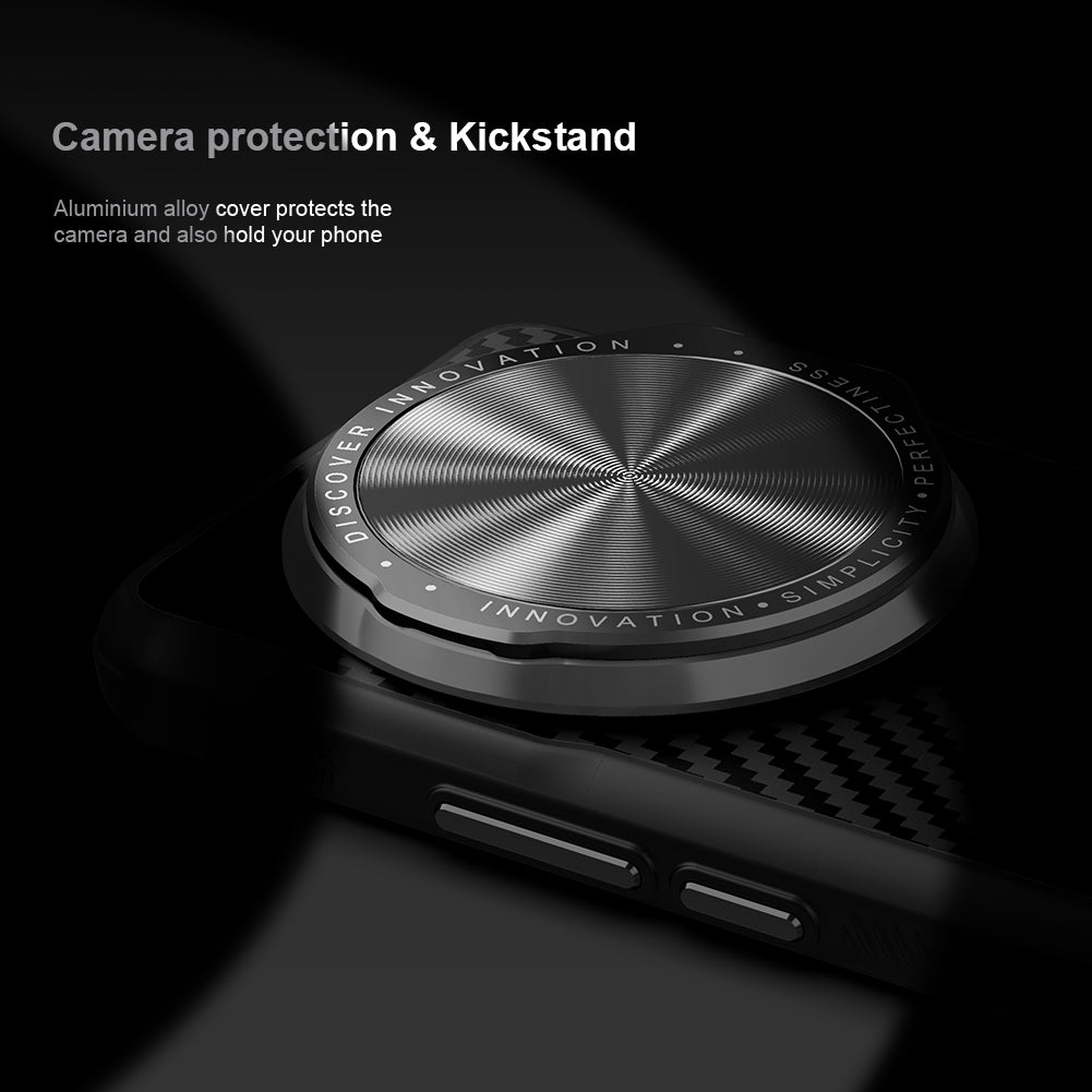 NILLKIN Carboprof Case for Xiaomi 14 Ultra Magnetic Case TPU+Aramid Fiber Shell with Camera Cover Kickstand