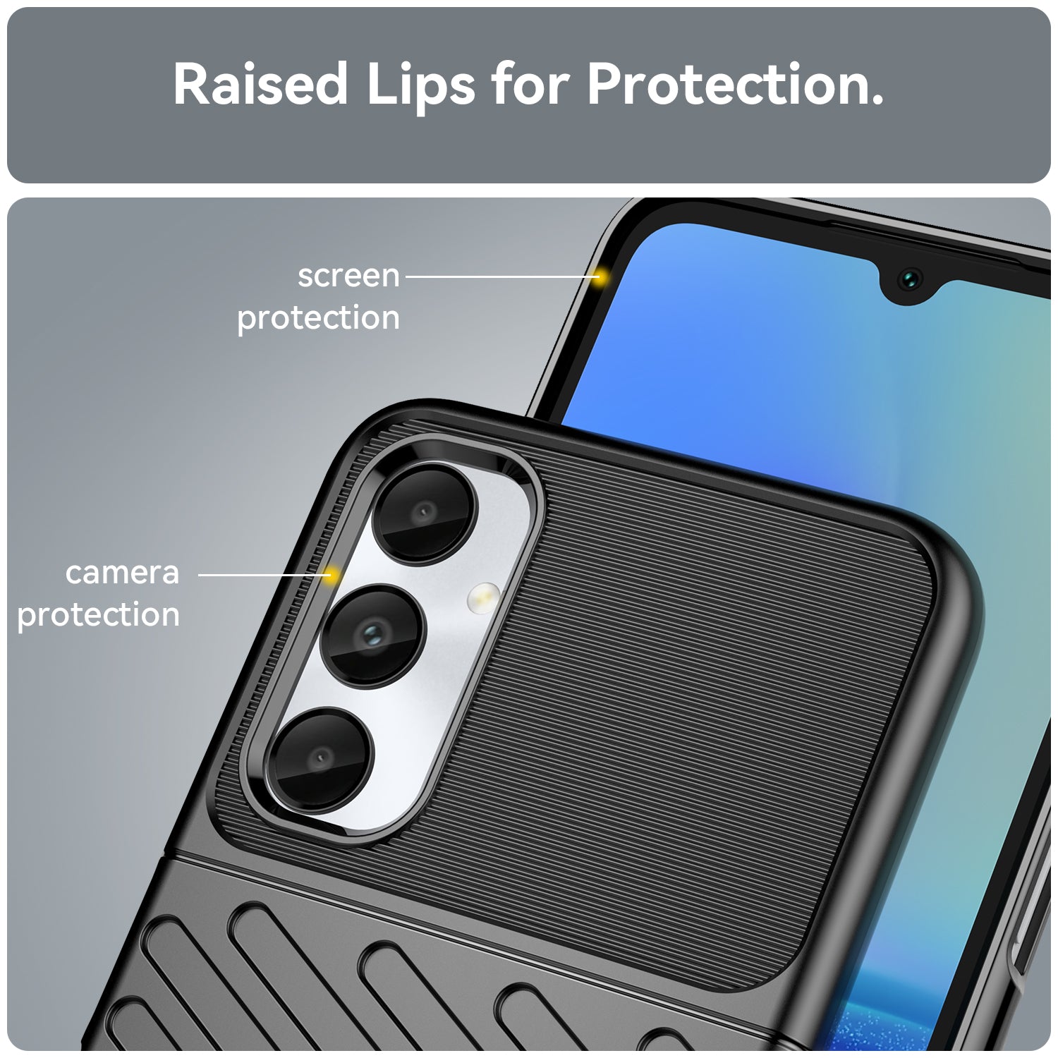 Thunder Series For Samsung Galaxy M14 4G / A05s 4G Case Thickened TPU Twill Texture Back Phone Cover