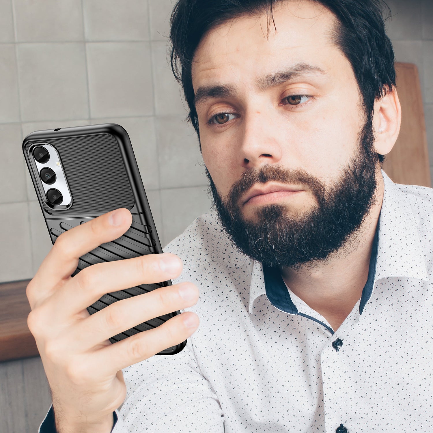 Thunder Series For Samsung Galaxy M14 4G / A05s 4G Case Thickened TPU Twill Texture Back Phone Cover