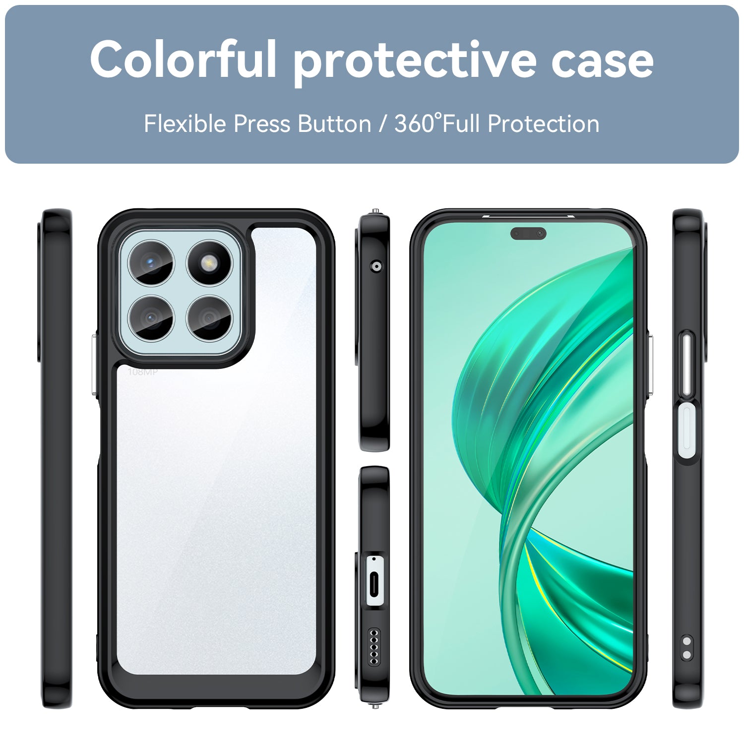 For Honor X8b 4G Phone Case TPU Frame Clear Acrylic Bump Proof Back Cover