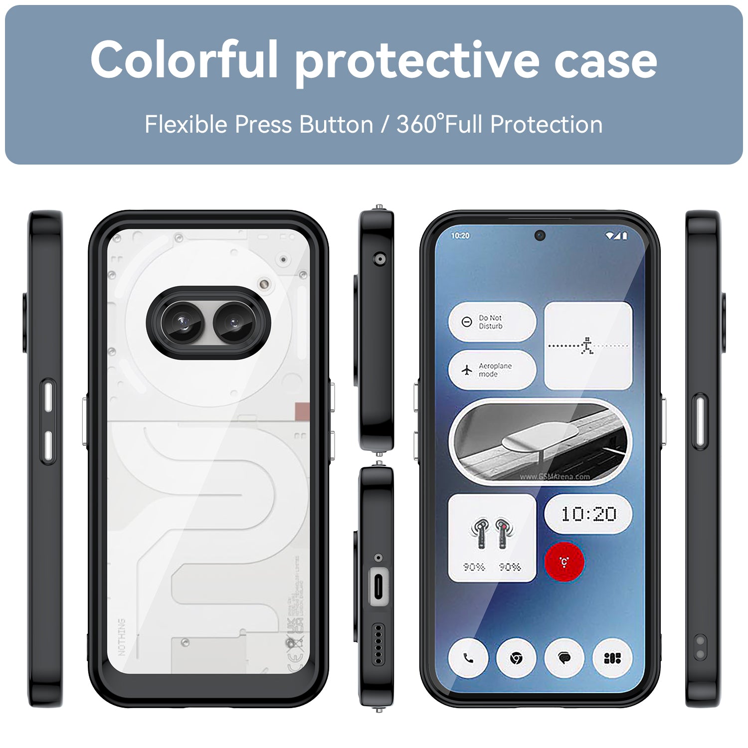 For Nothing Phone (2a) Case Drop-proof TPU Frame Clear Acrylic Protective Shell