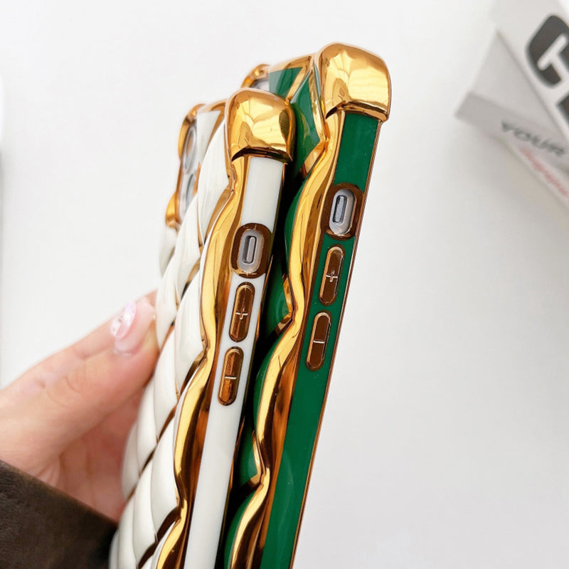 For iPhone 13 TPU Case Diamond Pattern Phone Cover Electroplating Golden Edge