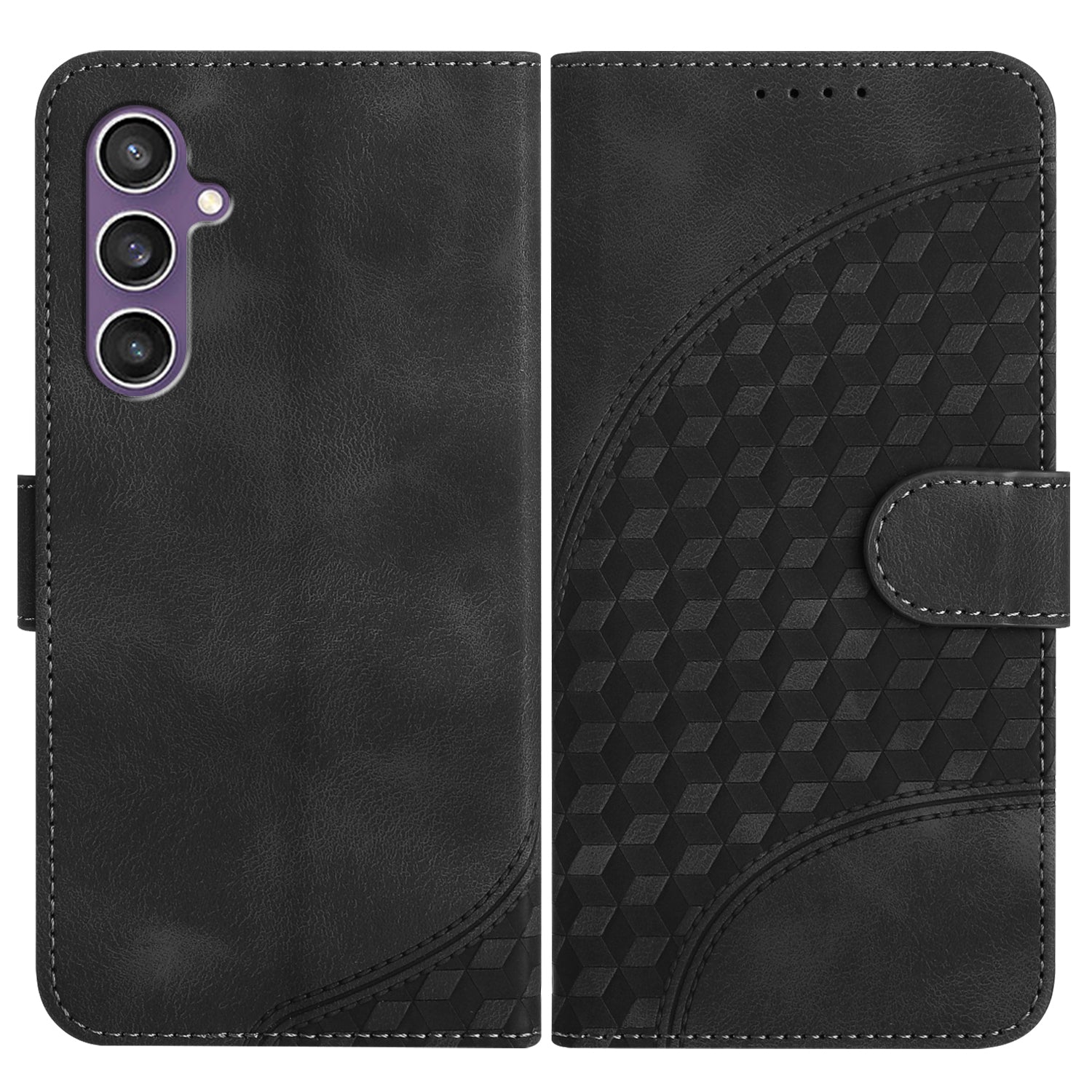 YX0060 For Samsung Galaxy S24 Case Imprinted Elephant Head Pattern Phone Cove with Hand Strap