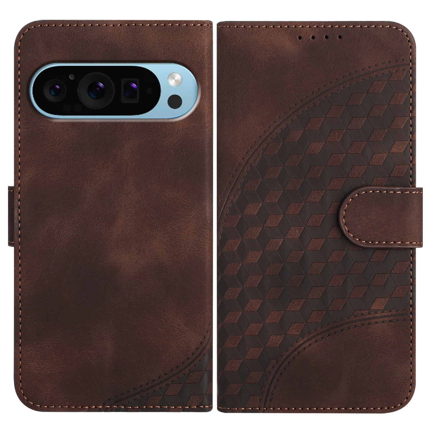 YX0060 Phone Case for Google Pixel 9 Shell Elephant Head Pattern Leather Cover