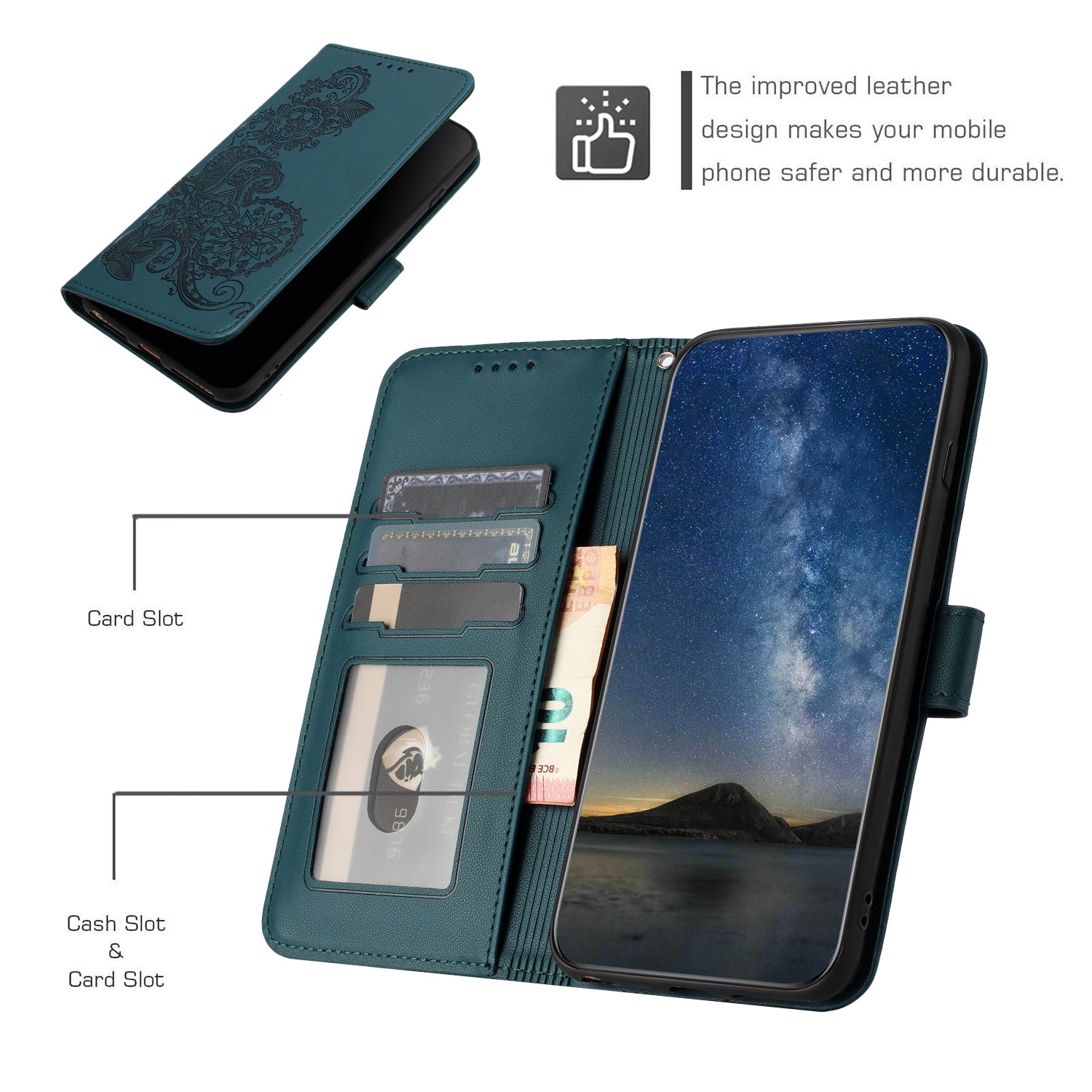 YX0050 For Google Pixel 9 Pro Wallet Phone Case Flower Pattern Imprinted Leather Flip Cover