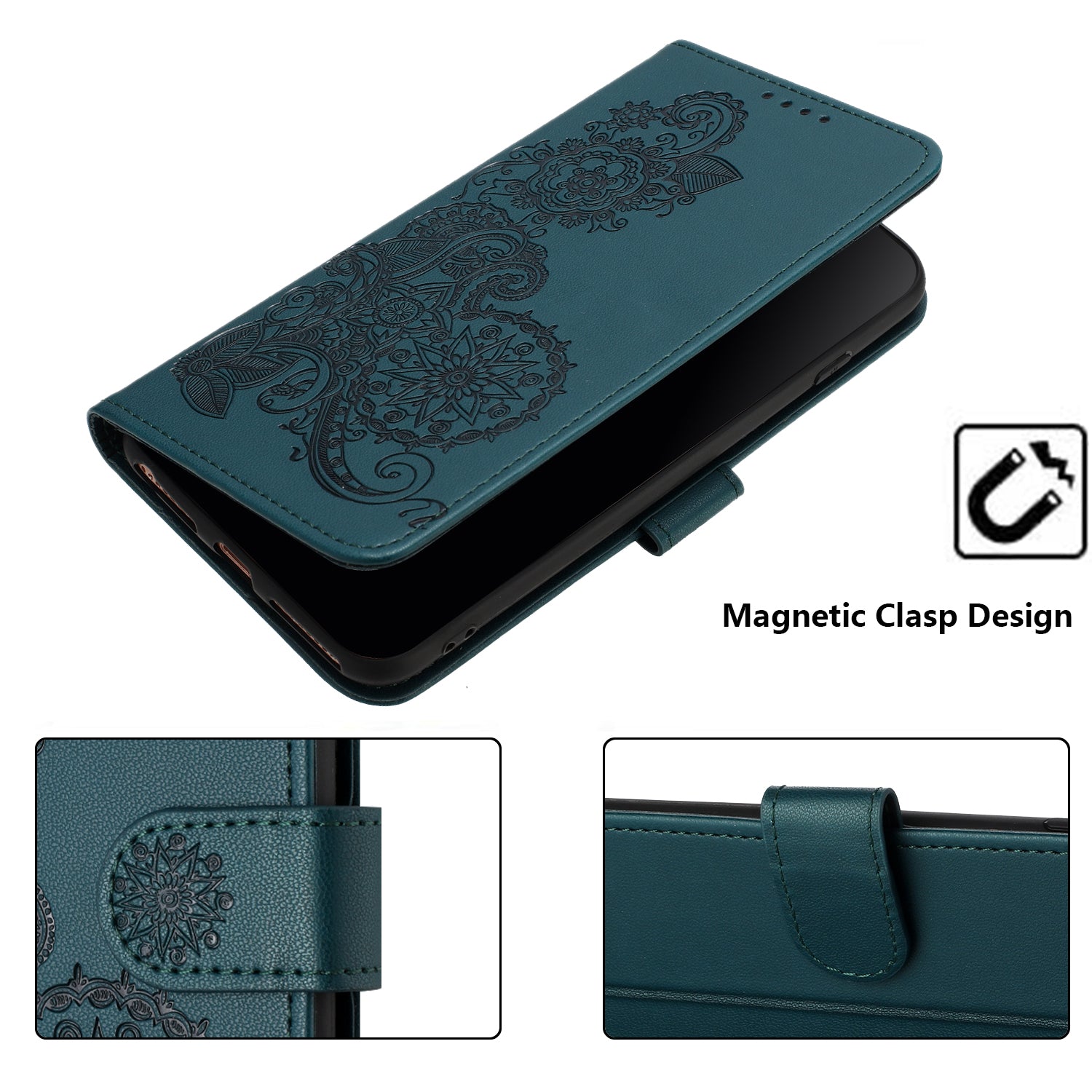 YX0050 For Google Pixel 9 Pro Wallet Phone Case Flower Pattern Imprinted Leather Flip Cover