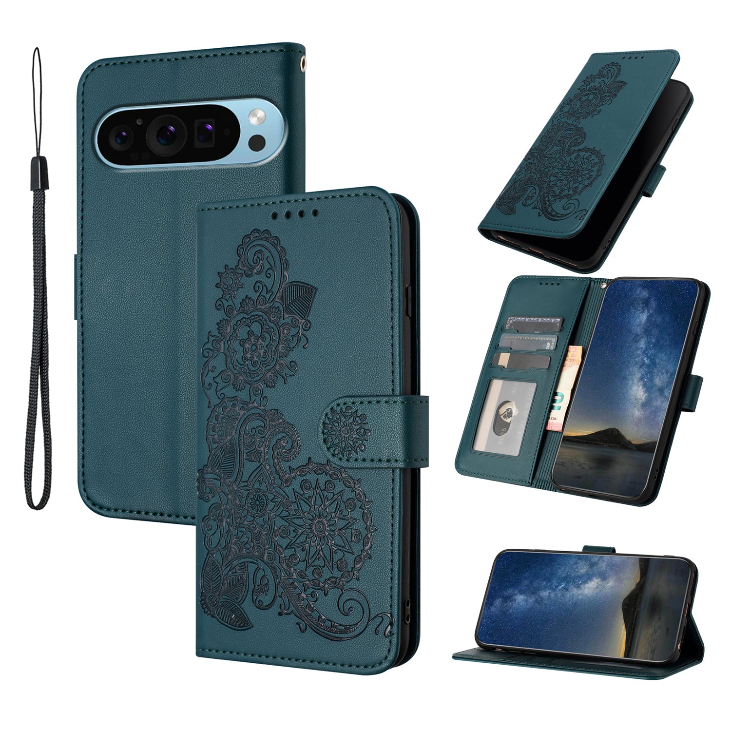 YX0050 For Google Pixel 9 Leather Case Shockproof Wallet Phone Cover