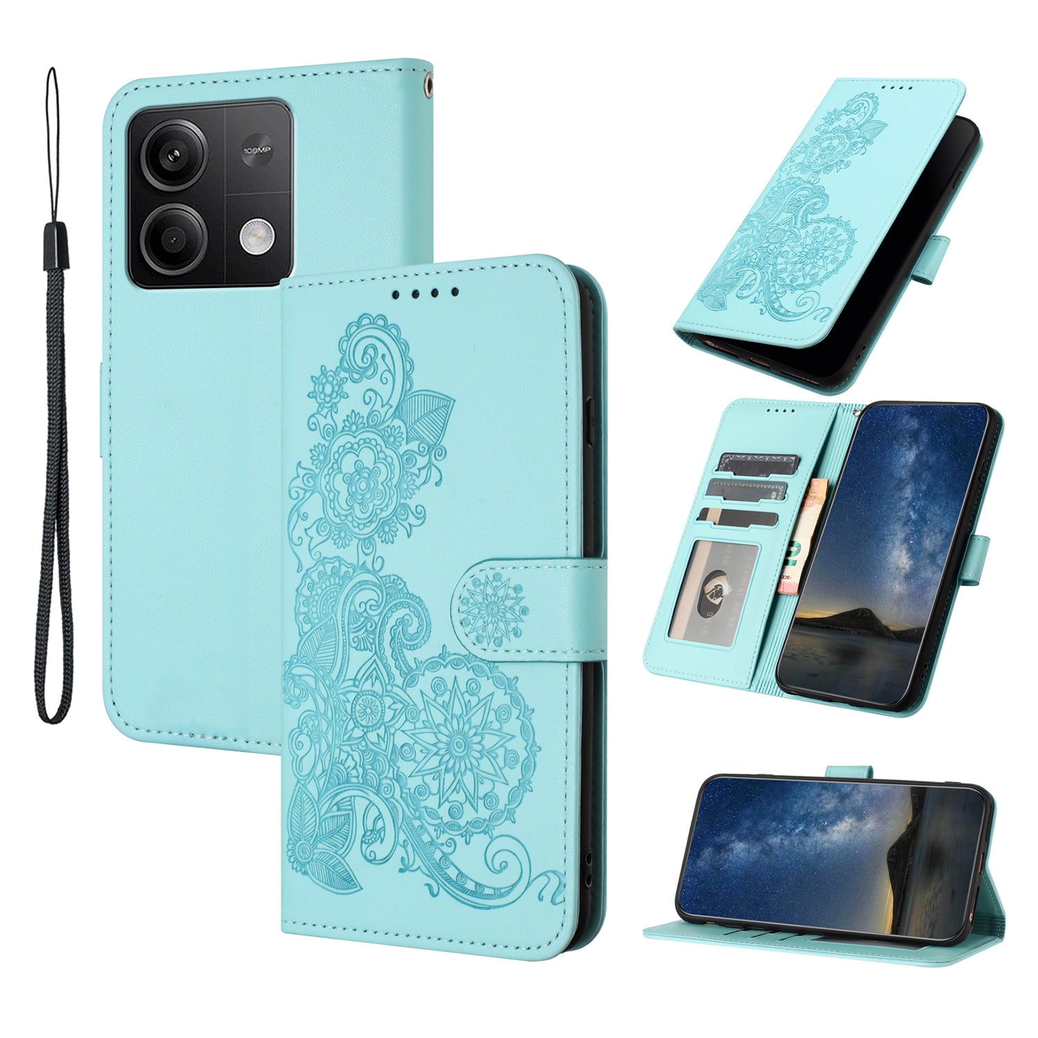 YX0050 For Xiaomi Redmi Note 13 5G Leather Case Anti-Scratch Wallet Phone Case