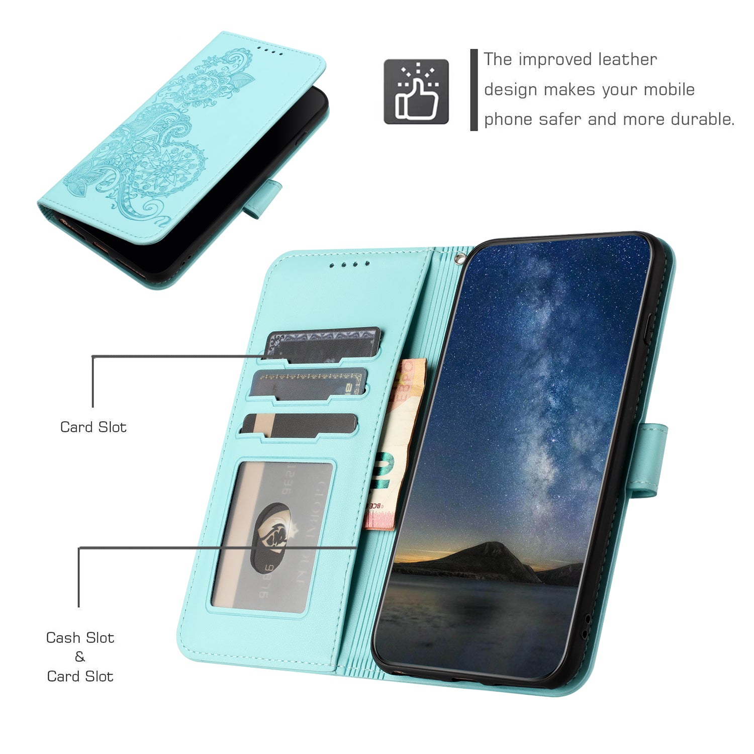 YX0050 For Xiaomi Redmi Note 13 5G Leather Case Anti-Scratch Wallet Phone Case
