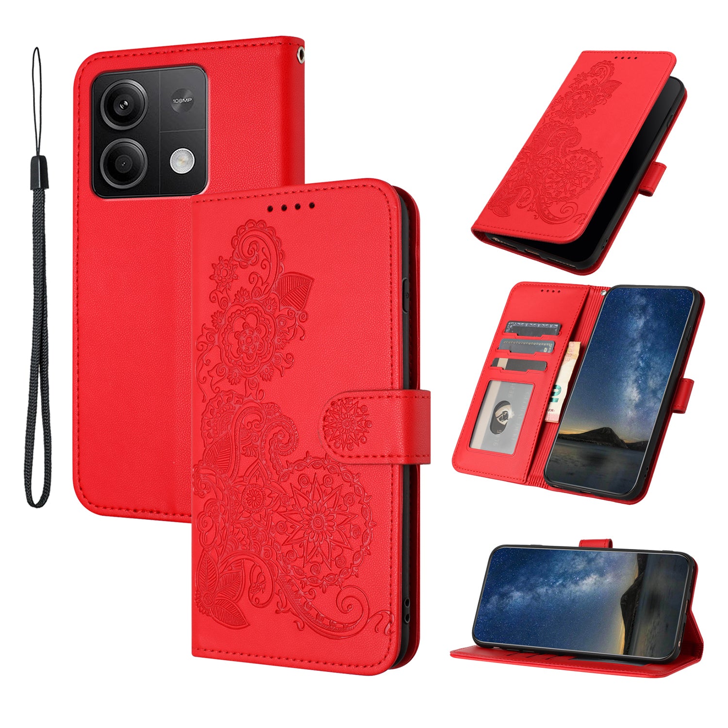 YX0050 For Xiaomi Redmi Note 13 5G Leather Case Anti-Scratch Wallet Phone Case