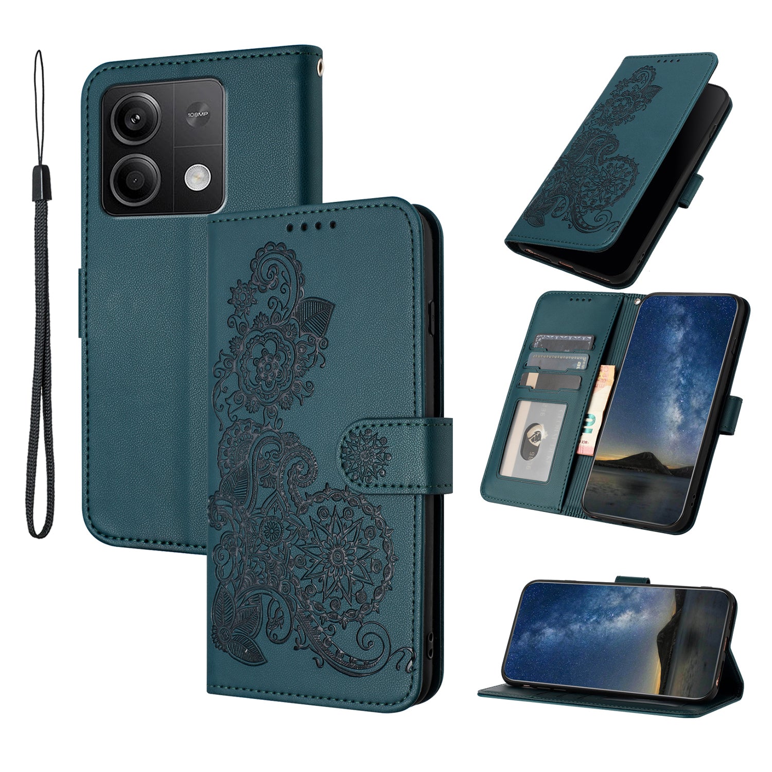 YX0050 For Xiaomi Redmi Note 13 5G Leather Case Anti-Scratch Wallet Phone Case