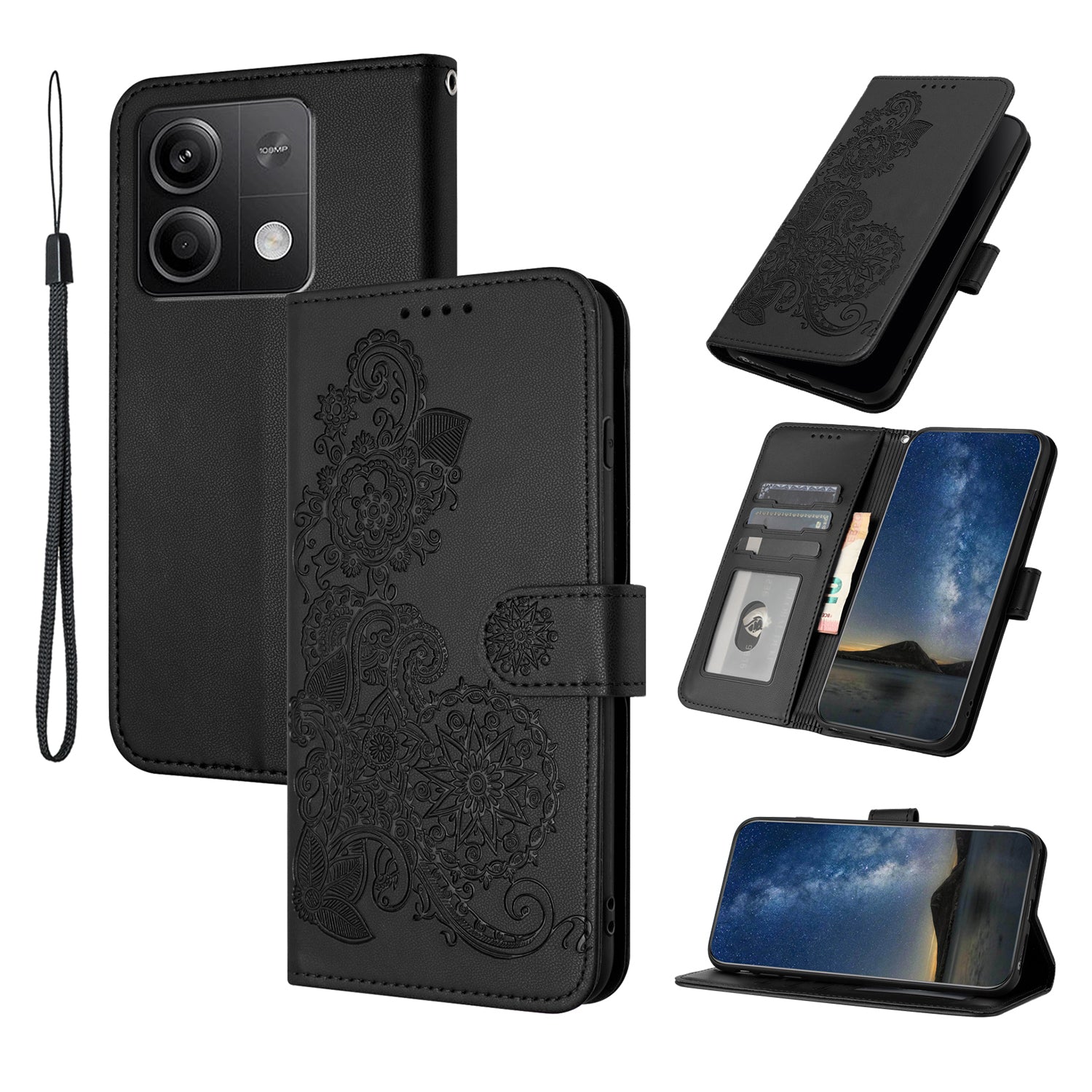 YX0050 For Xiaomi Redmi Note 13 5G Leather Case Anti-Scratch Wallet Phone Case